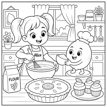 Desenho para colorir: Alice e Diguinho na cozinha