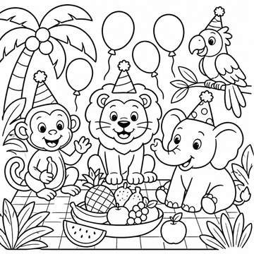 Desenho para colorir: Festa na floresta